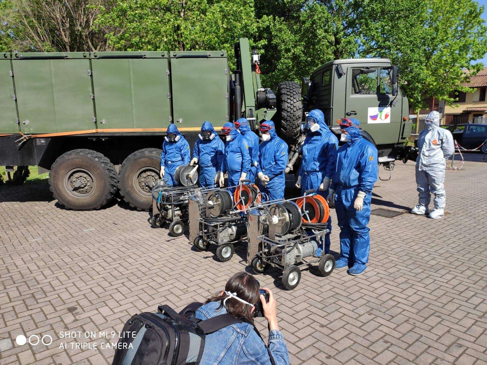 Militari russi pronti per la sanificazione della RSA di Orzinuovi
