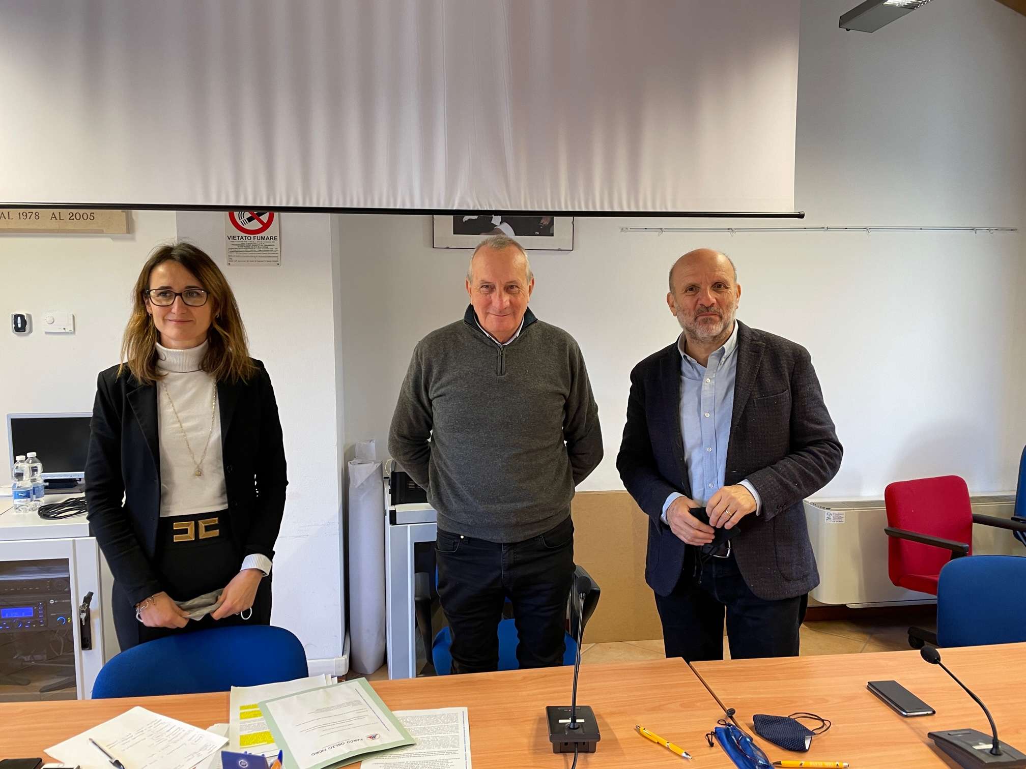 Da sx la direttrice Claudia Ploia, il presidente Luigi Ferrari e Marzio Morzorati di Federparchi